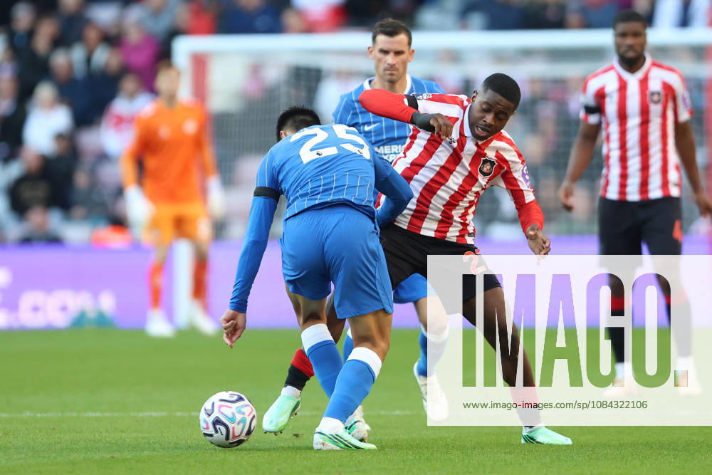 10th October 2026; Stadium of Light, Sunderland, England; Premier League Football, Sunderland versus Brighton and Hove Albion; Noah Sadiki of Sunderland DavexLofthouse