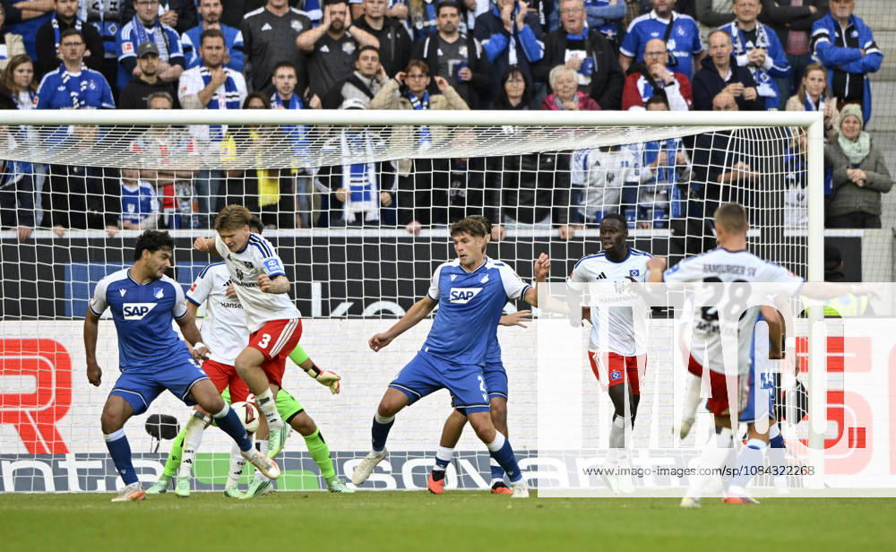 GOAL: 2-3 Miro Muheim, Hamburger SV (HSV) 28. Shot on goal. The ball finds its way through friends and foes into the net. TSG 1899 Hoffenheim vs. Hamburger SV (HSV) 10 10 2026. DFL regulations prohibit any use of photographsHS AS IMAGE SEQUENCES AND OR QUASI-VIDEO TSG 1899 Hoffenheim vs. Hamburger SV HSV