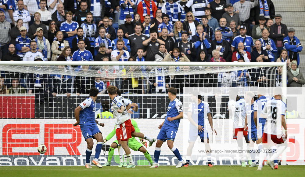 GOAL: 2-3 Miro Muheim, Hamburger SV (HSV) 28. Shot on goal. The ball finds its way through friends and foes into the net. TSG 1899 Hoffenheim vs. Hamburger SV (HSV) 10 10 2026. DFL regulations prohibit any use of photographsHS AS IMAGE SEQUENCES AND OR QUASI-VIDEO TSG 1899 Hoffenheim vs. Hamburger SV HSV