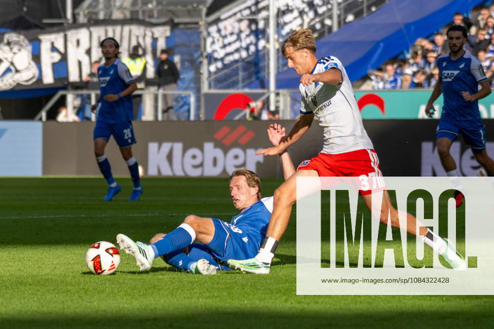 Koki Machida (TSG 1899 Hoffenheim) and Louis Lemke (Hamburger SV), Germany, Sinsheim, October 10, 2026, Soccer, Bundesliga: TSG 1899 Hoffenheim vs. Hamburger SV, 2026–2027 season, Matchday 5, SNP Arena DFL DFB REGULATIONS PROHIBIT ANY USE OF PHOTOGRAPHS AS IMAGE SEQUENCES AND OR QUASI-VIDEO