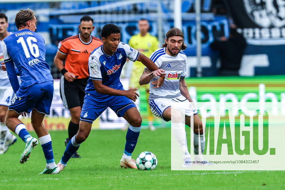 Sports, Soccer, 3rd Division, 2026–2027 Season, Matchday 8: MSV Duisburg vs. TSG 1899 Hoffenheim II, October 10, 2026, Schauinsland Reisen Arena, Jykese Fields, Hoffenheim; 11 Joshua Bitter, MSV Duisburg; 29 Tackle, Duisburg, Schauinsland Reisen Arena, North Rhine-Westphalia, Germany