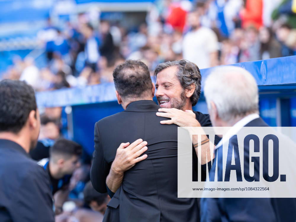ESP LaLiga EA Sports: Deportivo Alavés vs. Atlético Madrid — Quique Sánchez Flores of Deportivo Alavés and Diego Simeone, coach of Atlético Madrid, during the LaLiga EA Sports match between Deportivo Alavés and Atlético Madrid played at Mendizorroza Stadium in Vitoria-Gasteiz on October 10, 2026 in Spain, VITORIA-GASTEIZ, Spain, Soccer