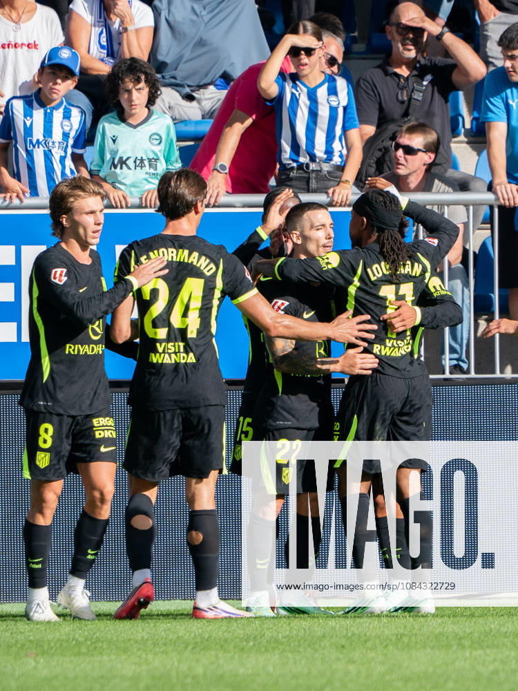 ESP LaLiga EA Sports: Deportivo Alavés vs. Atlético Madrid — Alejandro Grimaldo of Atlético Madrid scores a goal and celebrates during the LaLiga EA Sports match between Deportivo Alavés and Atlético Madrid, played at Mendizorroza Stadium in Vitoria-Gasteiz on October 10, 2026 in Spain VITORIA GASTEIZ Spain Soccer