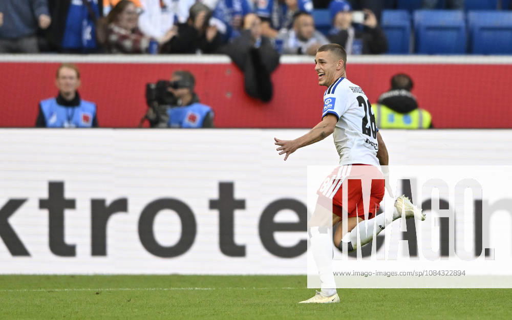 GOAL: 2-3 Miro Muheim, Hamburger SV (HSV) 28 Goal Celebration, TSG 1899 Hoffenheim vs. Hamburger SV (HSV), October 10, 2026. DFL regulations prohibit any use of photographs as image sequences and or quasi- VIDEO TSG 1899 Hoffenheim vs. Hamburger SV (HSV)