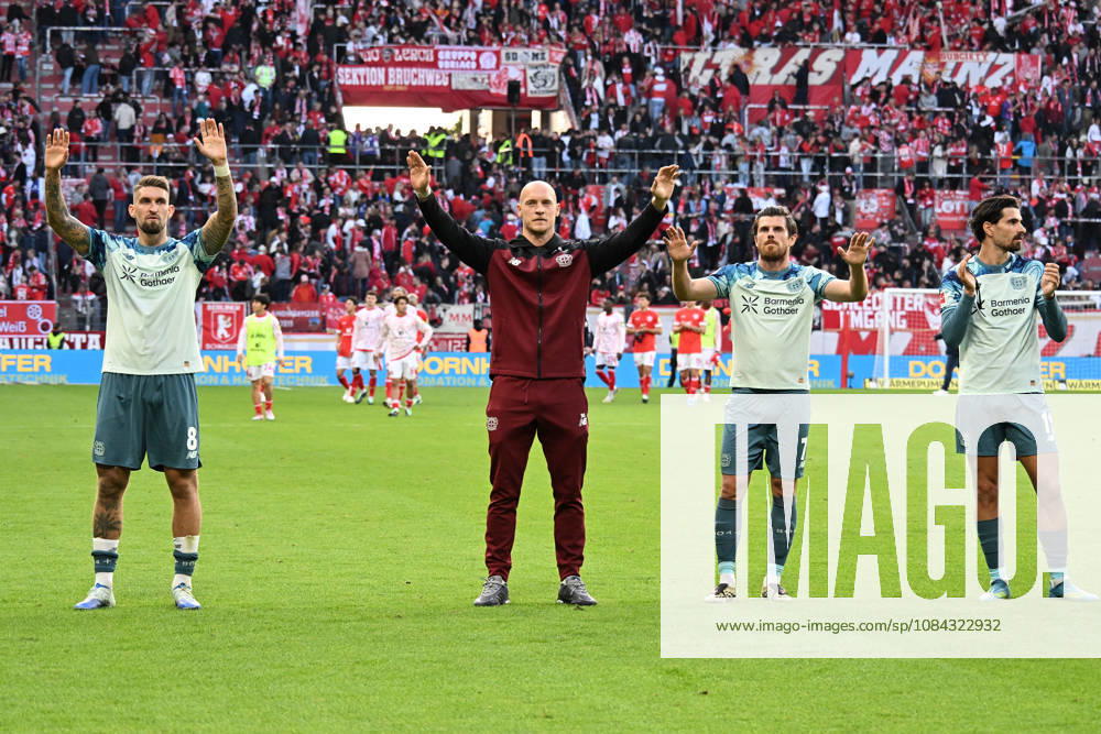 Soccer 1 Bundesliga, FSV Mainz 05 vs. Bayer 04 Leverkusen: Cheering, joy over the victory. DFL and DFB regulations prohibit any use of photographs as image sequences and or quasi-video. Mainz