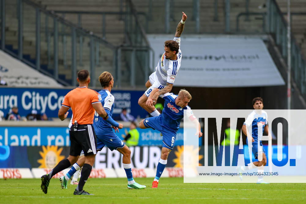 Germany, Soccer, Men s, 3rd Division, 2026–2027 Season, MSV Duisburg vs. TSG Hoffenheim II: Lex Tyger Lobinger (MSV) and Valentin Lässig (TSG II) battle for the ball