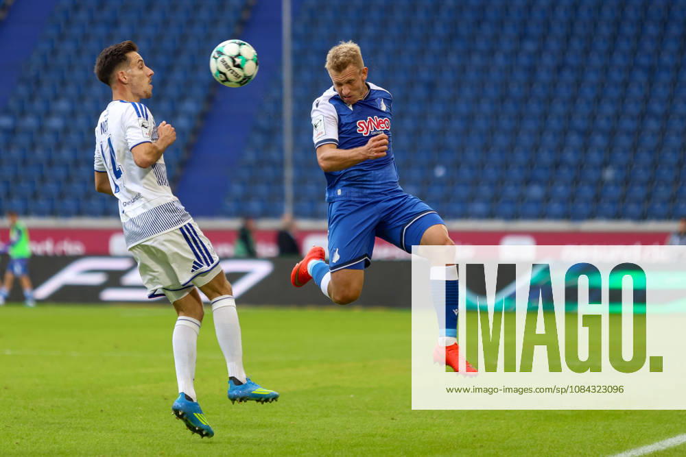 Germany, Soccer, Men s, 3rd Division, 2026–2027 Season, MSV Duisburg vs. TSG Hoffenheim II: Conor Noß (MSV) and Valentin Lässig (TSG II) battle for the ball