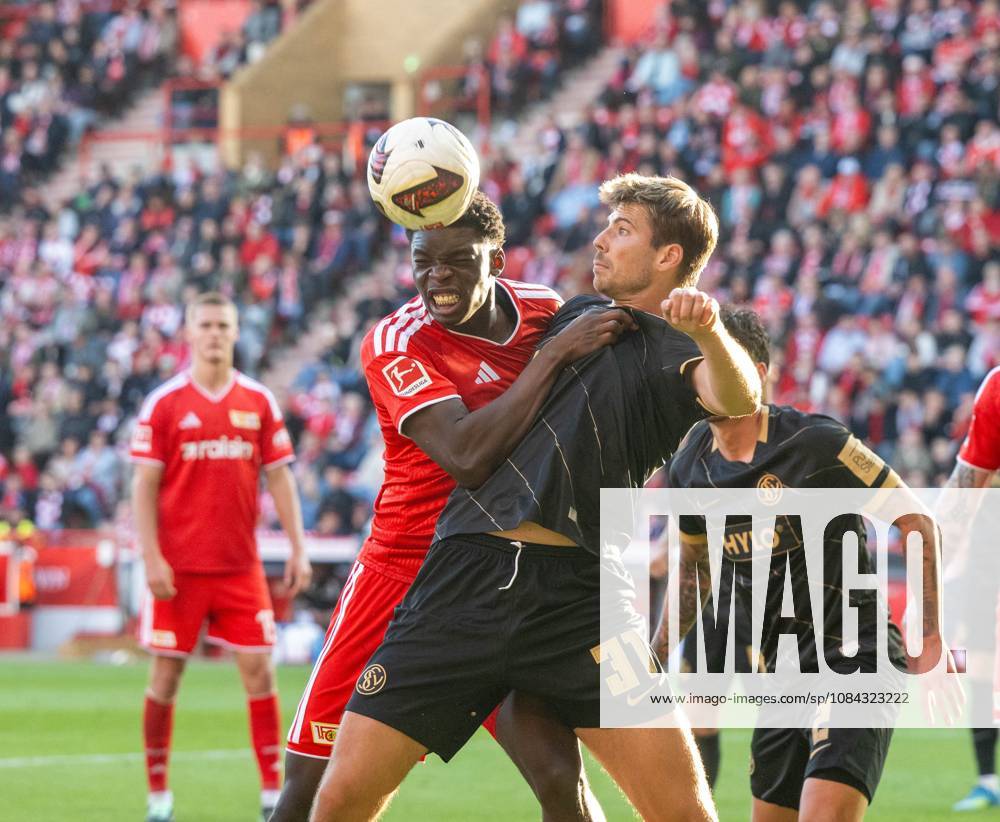 Soccer, Men s, 2026–2027 Season, Bundesliga 1, Matchday 5, 1. FC Union Berlin vs. SV 07 Elversberg, from left: Mekhi Gray (1. FC Union), Maximilian Rohr (SV Elversberg), October 10, 2026,
