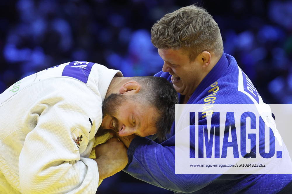 AZERBAIJAN, BAKU - OCTOBER 10, 2026: Czechia s Lukas Krpalek (L) and Finland s Martti Puumalainen fight in their heavyweight bout during the 2026 World Judo Championships at the National Gymnastics Arena 2026 World Judo Championships In Baku - ZUMAt113 20261010_zaa_t113_406