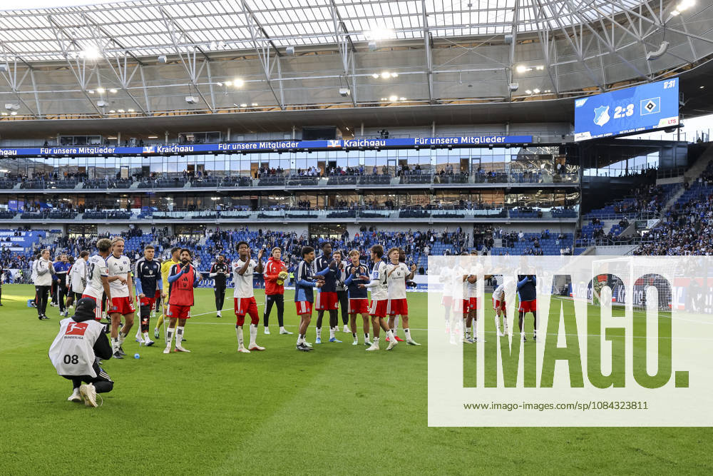 Hamburger SV with fans after the game, Germany, soccer, Bundesliga 1, Matchday 5, 2026–2027, TSG Hoffenheim vs. Hamburger SV, October 10, 2026, Sinsheim SNP Arena, Germany