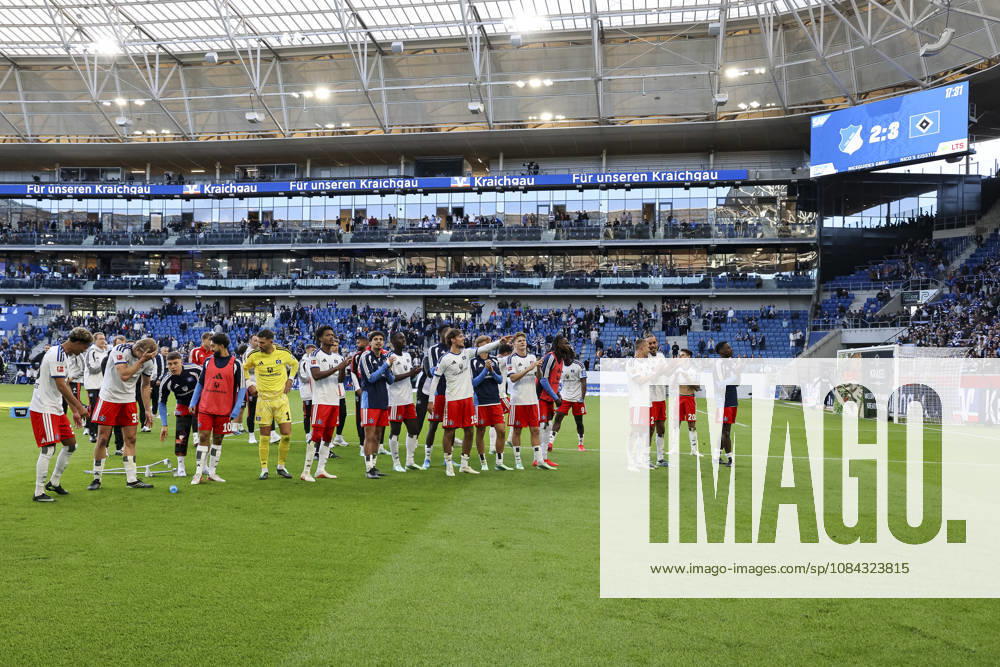 Hamburger SV with fans after the game, Germany, soccer, Bundesliga 1, Matchday 5, 2026–2027, TSG Hoffenheim vs. Hamburger SV, October 10, 2026, Sinsheim SNP Arena, Germany