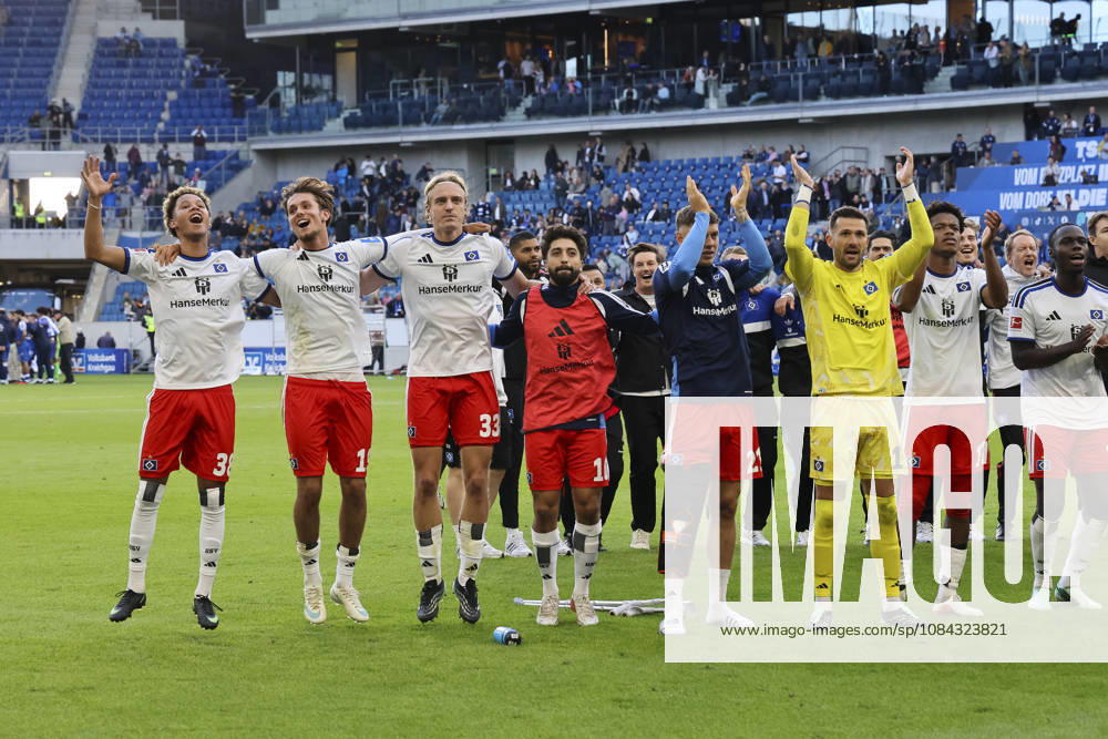 Hamburger SV with fans after the game, Germany, soccer, Bundesliga 1, Matchday 5, 2026–2027, TSG Hoffenheim vs. Hamburger SV, October 10, 2026, Sinsheim SNP Arena, Germany