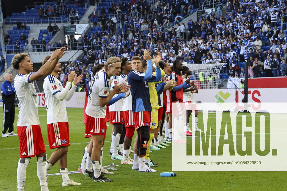 Hamburger SV with fans after the game, Germany, soccer, Bundesliga 1, Matchday 5, 2026–2027, TSG Hoffenheim vs. Hamburger SV, October 10, 2026, Sinsheim SNP Arena, Germany