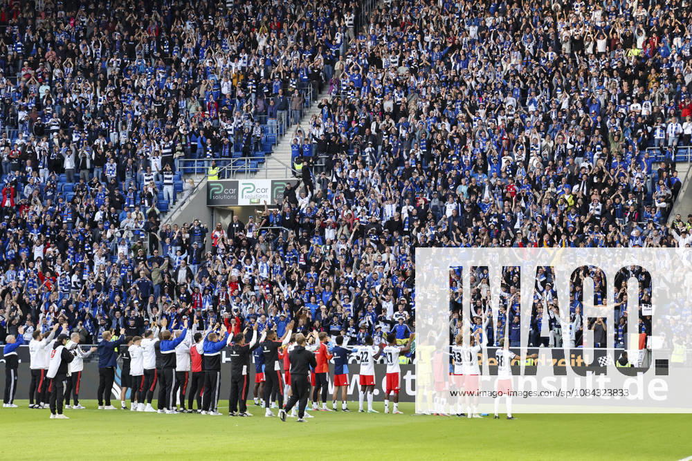 Hamburger SV with fans after the game, Germany, soccer, Bundesliga 1, Matchday 5, 2026–2027, TSG Hoffenheim vs. Hamburger SV, October 10, 2026, Sinsheim SNP Arena, Germany