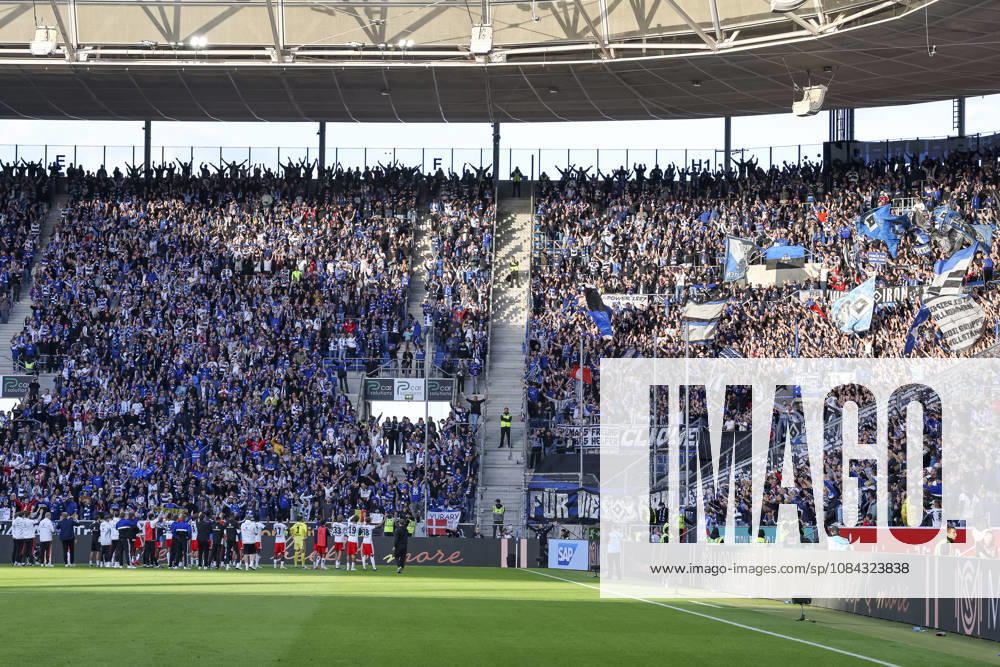 Hamburger SV with fans after the game, Germany, soccer, Bundesliga 1, Matchday 5, 2026–2027, TSG Hoffenheim vs. Hamburger SV, October 10, 2026, Sinsheim SNP Arena, Germany