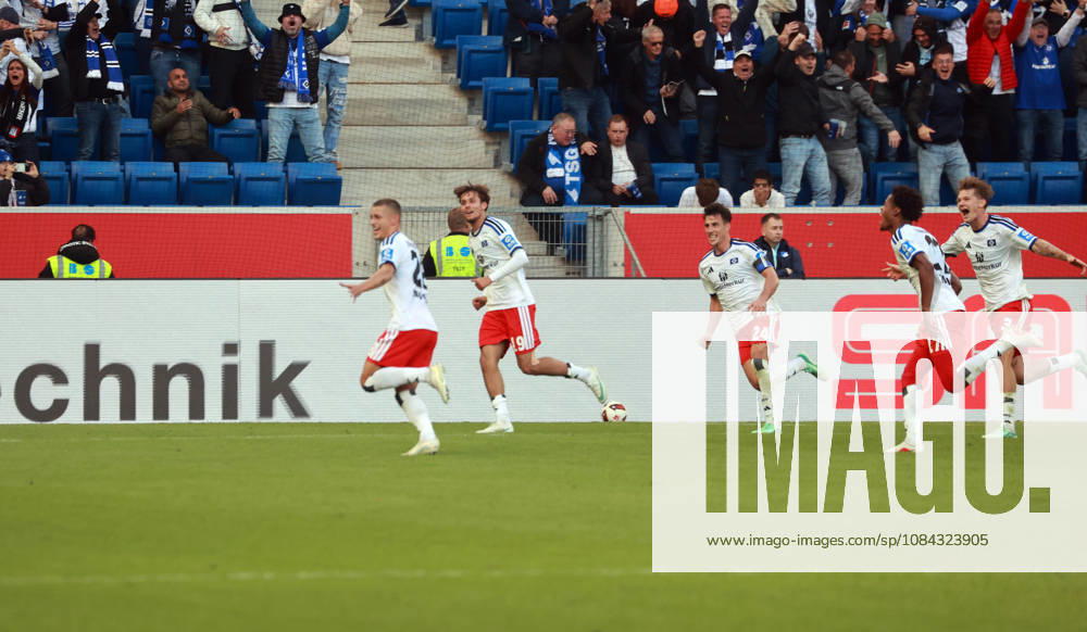 TSG 1899 Hoffenheim Hamburger SV Germany, Sinsheim, October 10, 2026, Soccer, Bundesliga, 2026–2027 Season, TSG 1899 Hoffenheim vs. Hamburger SV, Miro Muheim (Hamburger SV) celebrates goal 2-3, Muheim