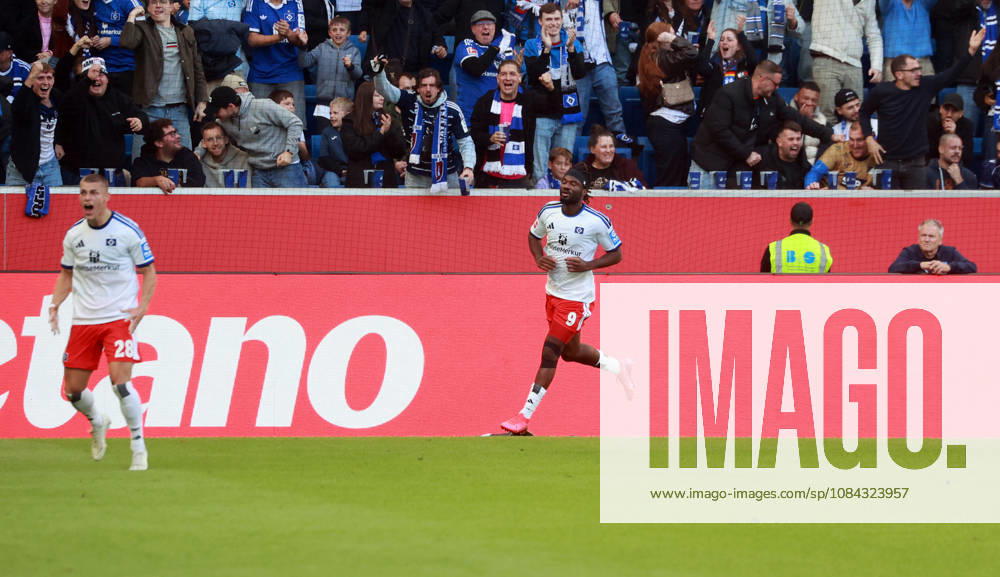TSG 1899 Hoffenheim Hamburger SV Germany, Sinsheim, October 10, 2026, Soccer, Bundesliga, 2026–2027 Season, TSG 1899 Hoffenheim vs. Hamburger SV, Terem Moffi, Hamburger SV, celebration, goal 2-2, Moffi
