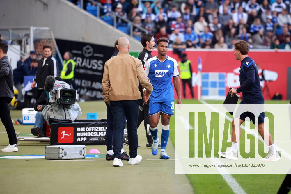 TSG 1899 Hoffenheim vs. Hamburger SV Germany, Sinsheim, October 10, 2026, Soccer, Bundesliga, 2026–2027 season, TSG 1899 Hoffenheim vs. Hamburger SV; from left: Christian Ilzer, coach of TSG 1899 Hoffenheim, and Bambase Conte, TSG 1899 Hoffenheim