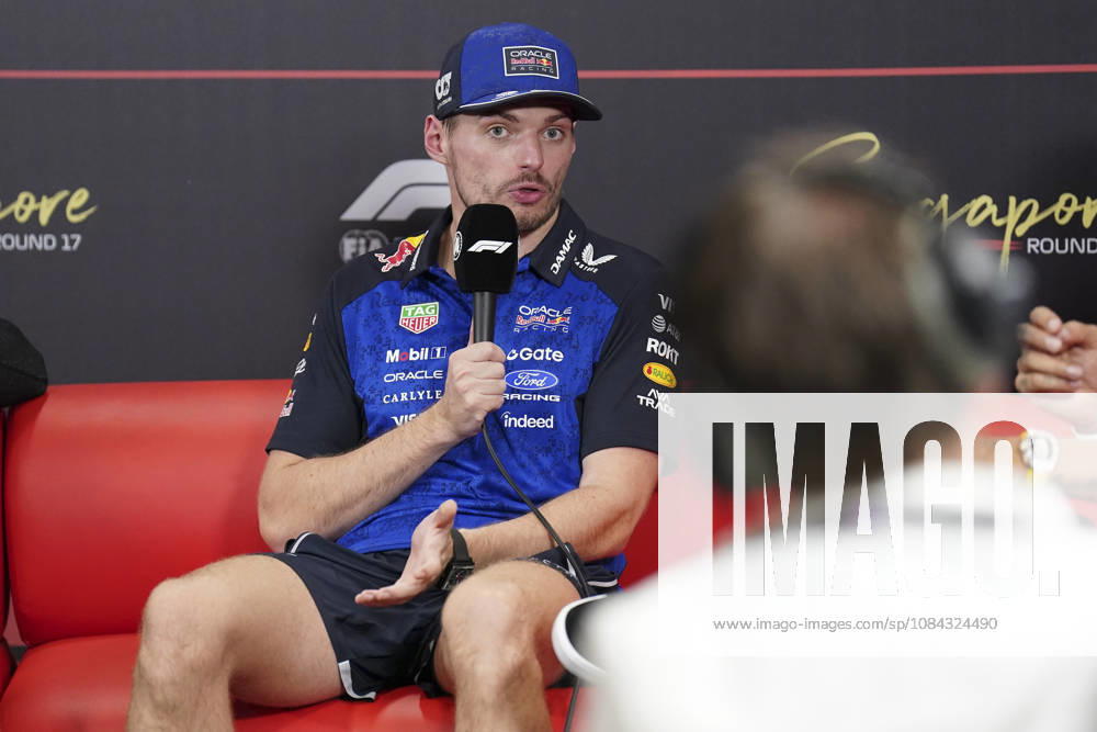 FORMULA 1 SINGAPORE AIRLINES SINGAPORE GRAND PRIX 2026 Max Verstappen (NED) 3 Red Bull Racing in the Post Qualifying press conference, PK, Pressekonferenz during the Formula 1 Singapore Airlines Singapore Grand Prix 2026, Round 17 of the 2026 Formula 1 World Championship, WM, Weltmeisterschaft from 9th - 11th October 2026 at the Marina Bay Street Circuit, Singapore. Credit: Robbie Hoad Every Second Media Editorial use only. All images are copyright Every Second Media Limited. No images may be reproduced without prior permission.