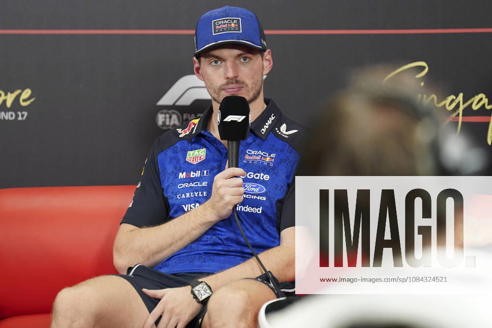 FORMULA 1 SINGAPORE AIRLINES SINGAPORE GRAND PRIX 2026 Max Verstappen (NED) 3 Red Bull Racing in the Post Qualifying press conference, PK, Pressekonferenz during the Formula 1 Singapore Airlines Singapore Grand Prix 2026, Round 17 of the 2026 Formula 1 World Championship, WM, Weltmeisterschaft from 9th - 11th October 2026 at the Marina Bay Street Circuit, Singapore. Credit: Robbie Hoad Every Second Media Editorial use only. All images are copyright Every Second Media Limited. No images may be reproduced without prior permission.