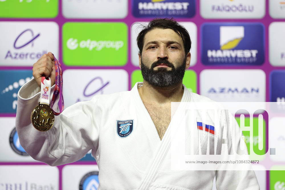 AZERBAIJAN, BAKU - OCTOBER 10, 2026: Russia s Inal Tasoev celebrates his gold medal during a victory ceremony for the men s heavyweight event as the 2026 World Judo Championships takes place at the National Gymnastics Arena. Mikhail Sinitsyn TASS 99049122