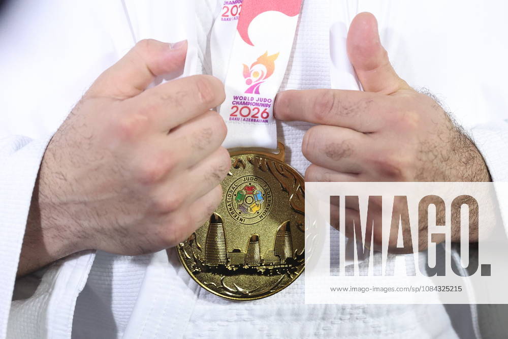 AZERBAIJAN, BAKU - OCTOBER 10, 2026: Russia s Inal Tasoev celebrates his gold medal during a victory ceremony for the men s heavyweight event as the 2026 World Judo Championships takes place at the National Gymnastics Arena. Mikhail Sinitsyn TASS 99051658