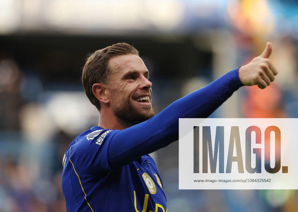 10th October 2026; Stamford Bridge, London, England; Premier League Football, Chelsea versus Bournemouth; Jordan Henderson of Chelsea giving the thumbs up to his family after the match as Chelsea defeat AFC Bournemouth 5-1 JohnxPatrickxFletcher