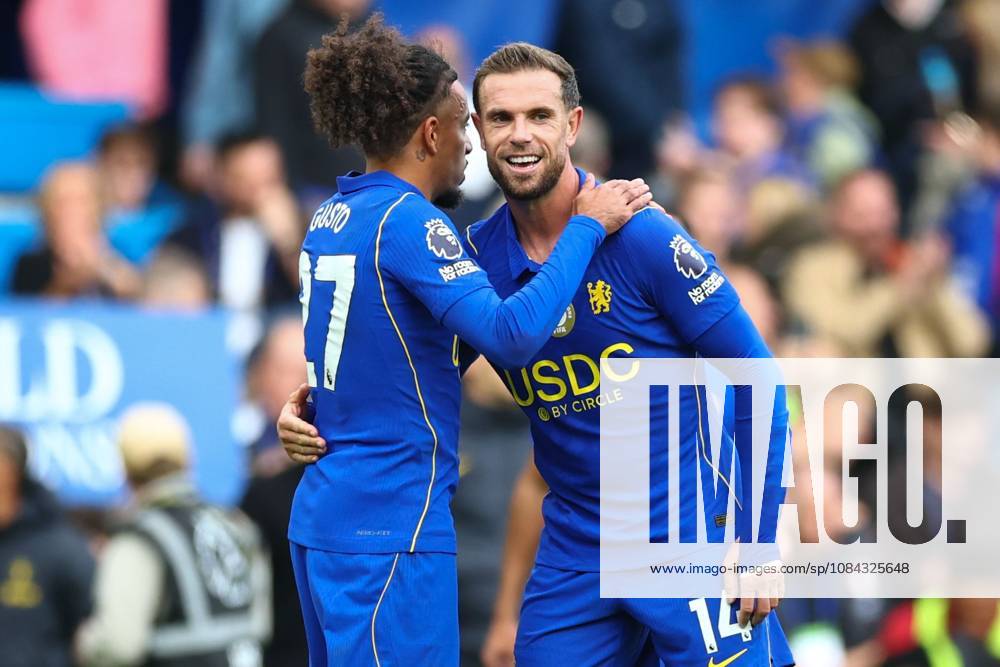 Jordan Henderson of Chelsea with Malo Gusto of Chelsea at full time Chelsea v Bournemouth, Premier League, Football, Stamford Bridge, London, UK - 10 Oct 2026London Stamford Bridge United Kingdom