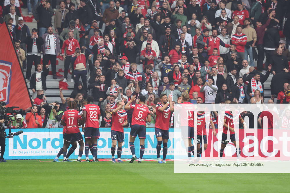 Joie des joueurs du LOSC apres le but de Dïlane BAKWA (LOSC Lille) lors du match LOSC Lille vs Le Havre, Ligue 1, Decathlon Arena stade Pierre Mauroy, le 10 octobre 2026 - photo Laurent Sanson PsnewZ