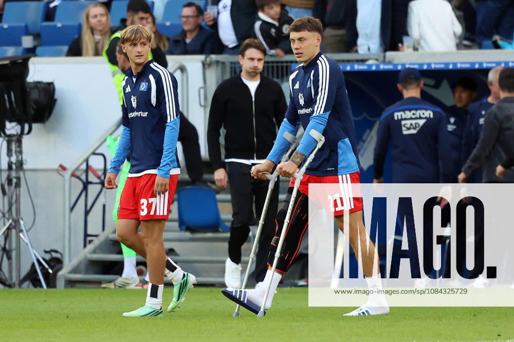 Soccer, Bundesliga 1, TSG 1899 Hoffenheim vs. Hamburger SV, Louis Lemke (Hamburger SV), Nicolai Remberg (Hamburger SV), injured, injury, pain, pains, injured, injury, pain, Sinsheim