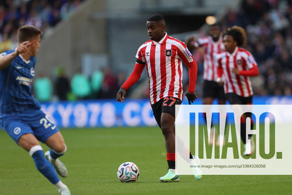10th October 2026; Stadium of Light, Sunderland, England; Premier League Football, Sunderland versus Brighton and Hove Albion; Noah Sadiki of Sunderland on the ball DavexLofthouse