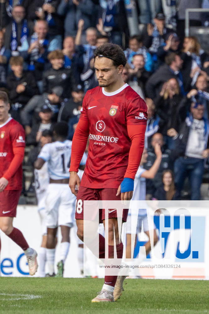 Soccer 3rd Division, SG Sonnenhof Großaspach vs. SV Waldhof Mannheim, left: Niklas Pöllex, SG Sonnenhof Großaspach after the 1–4 loss to Aspach