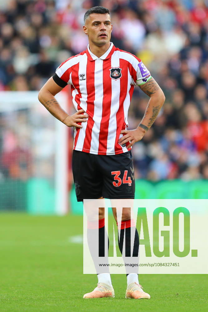 SUNDERLAND, ENGLAND, OCTOBER 10: Granit Xhaka of Sunderland AFC during a Premier League 2026-27 match between Sunderland AFC and Brighton & Hove Albion at the Stadium of Light on October 10, 2026 in Sunderland, England. (Photo by Zach Forster Sports Press Photo)