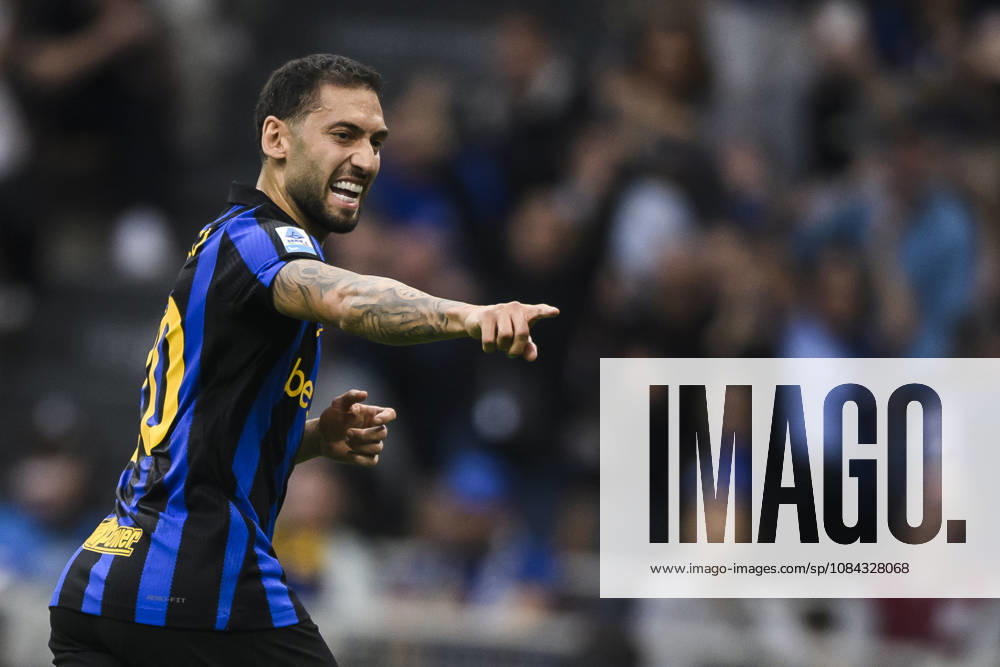 FC Internazionale v Parma Calcio - Serie A Hakan Calhanoglu of FC Internazionale celebrates after scoring a goa lfrom a penalty kick during the Serie A football match between FC Internazionale and Parma Calcio. Milan Italy