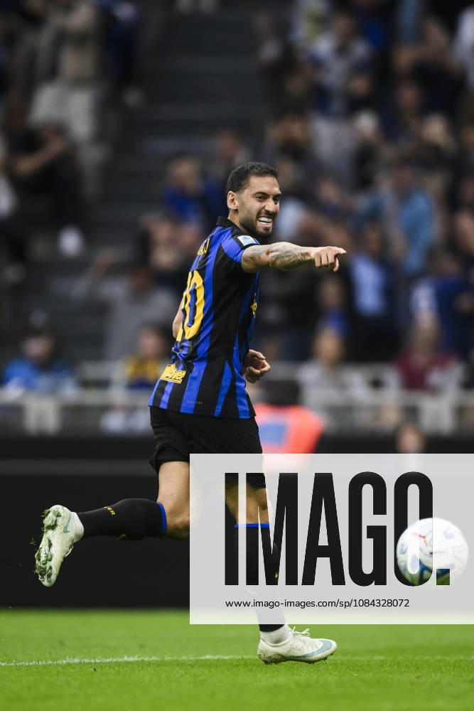 FC Internazionale v Parma Calcio - Serie A Hakan Calhanoglu of FC Internazionale celebrates after scoring a goa lfrom a penalty kick during the Serie A football match between FC Internazionale and Parma Calcio. Milan Italy