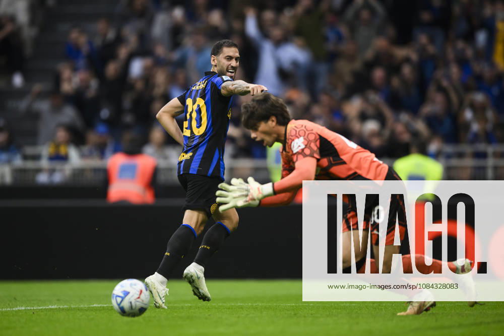 FC Internazionale v Parma Calcio - Serie A Hakan Calhanoglu of FC Internazionale celebrates after scoring a goa lfrom a penalty kick during the Serie A football match between FC Internazionale and Parma Calcio. Milan Italy