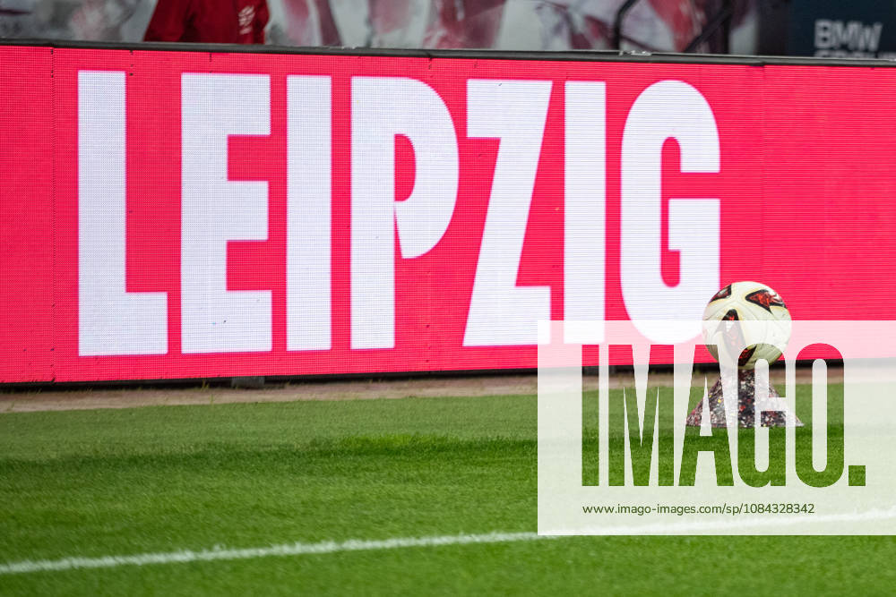 1 German Bundesliga RB Leipzig vs. Eintracht Frankfurt October 10, 2026 LEIPZIG lettering on the video advertising board, with a soccer ball in front of it (stock photo), RBL, Feature: LEIPZIG, GERMANY OCTOBER 10 Bundesliga match between RB Leipzig and Eintracht Frankfurt at the Red Bull Arena on Matchday 5 of the 1. Bundesliga on October 10, 2026 in Leipzig, Germany. DFL regulations prohibit any use of photographs as image sequences and or quasi-video.
