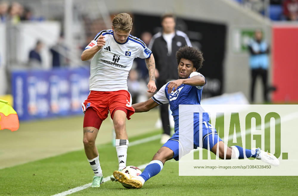 Tackle, Action: Bernardo (TSG 1899 Hoffenheim) 13 vs. David Moeller Wolfe (Hamburger SV HSV) 03; TSG 1899 Hoffenheim vs. Hamburger SV HSV 10 10 2026. DFL regulations prohibit any use of photographs as image SEQUENCES AND OR QUASI-VIDEO TSG 1899 Hoffenheim vs. Hamburger SV HSV