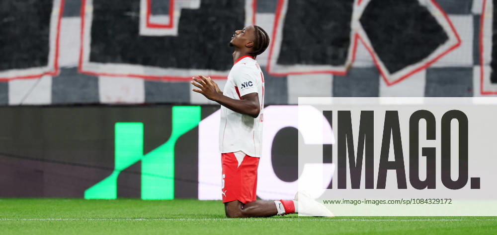 RB Leipzig vs. Frankfurt, Bundesliga, Leipzig, October 10, 2026, Red Bull Arena, Soccer, Bundesliga 1, Matchday 5, RB Leipzig vs. SG Eintracht Frankfurt, Pictured: Goal for RB Leipzig by Ezechiel Banzuzi in the 6th minute, RB Leipzig scores to make it 1–0 and celebrates; For editorial use only; DFL and DFB regulations prohibit any use of photographs as image sequences and or quasi-video,