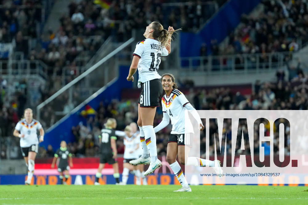Cora Zicai, Germany Women s National Team, 14, Melissa Kössler Melissa Koessler Germany Women s National Team, 18 Goal celebration, Emotions, Shot on goal, Finish, Goal scored, Goal, Hit, Germany, Soccer, International match, Friendly match, Exhibition match, 2026 2027, Germany vs. Australia, October 9, 2026, BBBank Wildpark, Karlsruhe, Baden-Württemberg, Germany