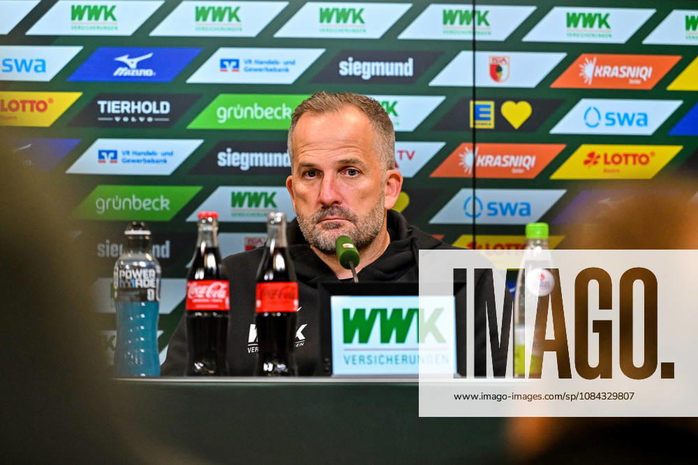 Germany, Soccer, Men s, Bundesliga 1, Matchday 5, FC Augsburg vs. FC Bayern Munich; Manuel Baum (FC Augsburg), Post-Match Press Conference, Augsburg WWK Arena, Bavaria, Germany