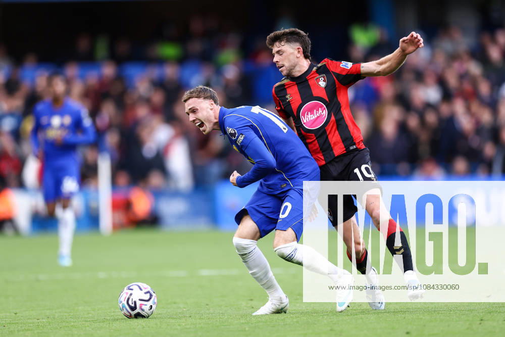 Chelsea gegen Bournemouth, 10. Oktober 2026, London, Premier League, Fußball: Chelsea gegen Bournemouth – Cole Palmer von Chelsea und Ryan Christie von Bournemouth. Foto: Jacques Feeney, Offside, London, Großbritannien