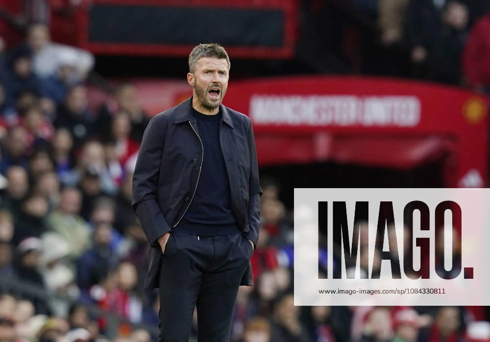 Manchester, England, 10th October 2026. Michael Carrick head coach of Manchester United, ManU looks on during the Manchester United vs Tottenham Hotspur Premier League match at Old Trafford, Manchester. Picture credit should read: Andrew Yates Sportimage . SPI_026_AY_MANUTD_SPURS SPI-5058-0026