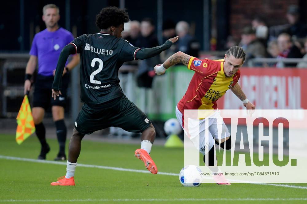 DEVENTER - Lushendry Martes of Sparta Rotterdam and Thibo Baeten of Go Ahead Eagles in a duel during the Eredivisie match between Go Ahead Eagles and Sparta Rotterdam at De Adelaarshorst on October 10, 2026 in Deventer, the Netherlands. DENNIS BRESSER ANP Eredivisie 2026 27 ANPxSportx xMarcelxterxBalsxIVx 572040610 originalFilename: 572040610