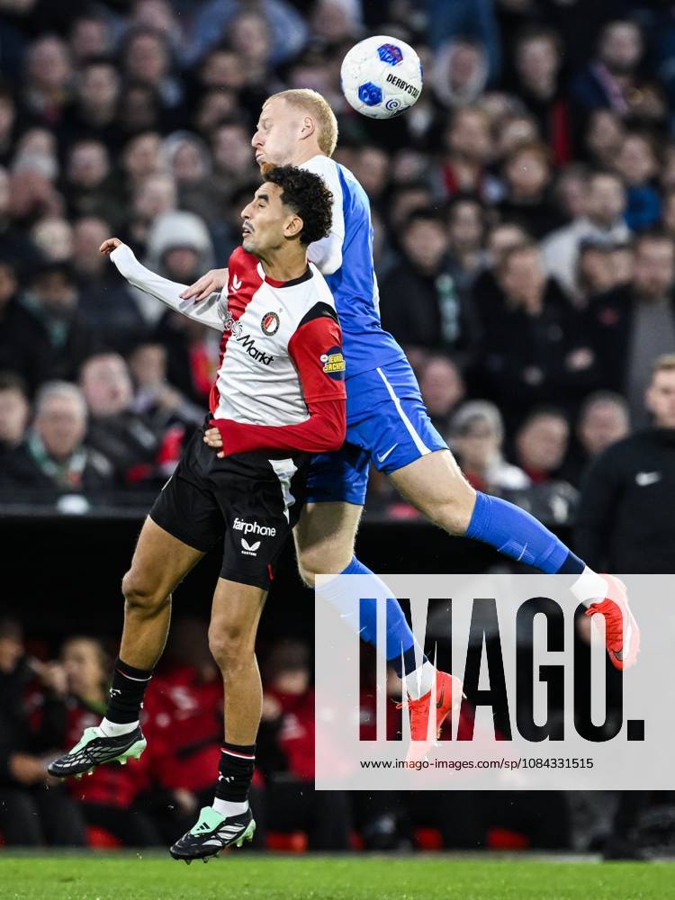 ROTTERDAM - (lr) Oussama Targhalline of Feyenoord, Mexx Meerdink of AZ Alkmaar during the Dutch Eredivisie match between Feyenoord and AZ Alkmaar at Feyenoord stadium De Kuip on 10 October 2026 in Rotterdam, the Netherlands. OLAF KRAAK ANP Eredivisie 2026 27 ANPxSportx IVx 572040620 originalFilename: 572040620