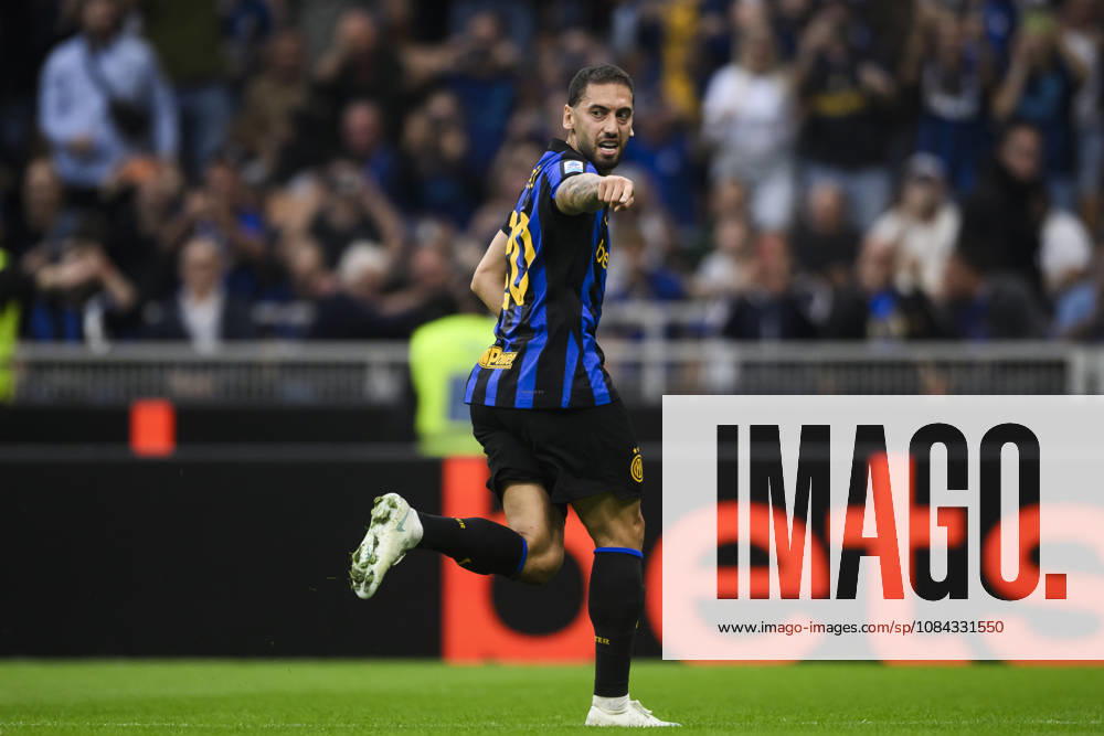 FC Internazionale v Parma Calcio - Serie A Hakan Calhanoglu of FC Internazionale celebrates after scoring a goa from a penalty kick during the Serie A football match between FC Internazionale and Parma Calcio. Milan Italy