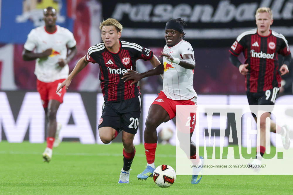 Ritsu Doan of Eintracht Frankfurt and Castello Lukeba of RB Leipzig battle for the ball during the Bundesliga match between RB Leipzig and Eintracht Frankfurt, Red Bull Arena on October 10, 2026, in Leipzig, Germany. Photo by Marco Steinbrenner, DeFodi Images. Ritsu Doan of Eintracht Frankfurt and Castello Lukeba of RB Leipzig battle for the ball during the Bundesliga match between RB Leipzig and Eintracht Frankfurt at Red Bull Arena on October 10, 2026 in Leipzig, Germany. Photo by Marco Steinbrenner, DeFodi Images. DFB and DFL regulations prohibit any use of photographs as image sequences and or quasi-video. Photo by Marco Steinbrenner, DeFodi Images
