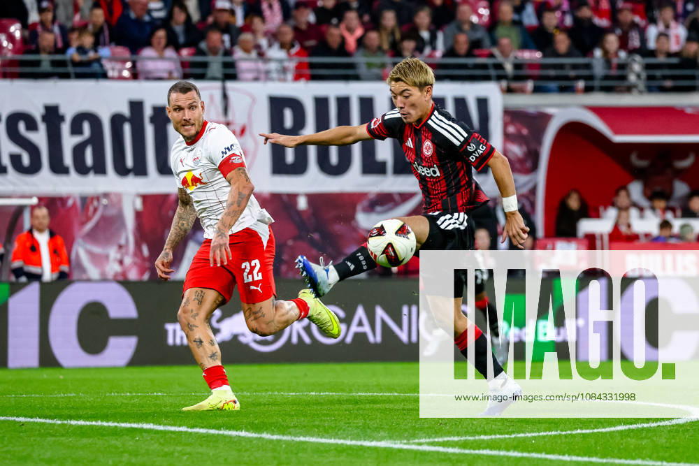 Ritsu Doan (Eintracht Frankfurt, 20) receives the ball in a footrace against David Raum (RB Leipzig, 22), GER, RB Leipzig vs. Eintracht Frankfurt, Soccer, 1. Bundesliga Men, Matchday 5, 2026–2027 season, October 10, 2026 DFL regulations prohibit any use of photographs as image sequences and or quasi-video GER, RB Leipzig vs. Eintracht Frankfurt, Soccer, 1st Bundesliga Men, Matchday 5, 2026–2027 season, October 10, 2026 Leipzig