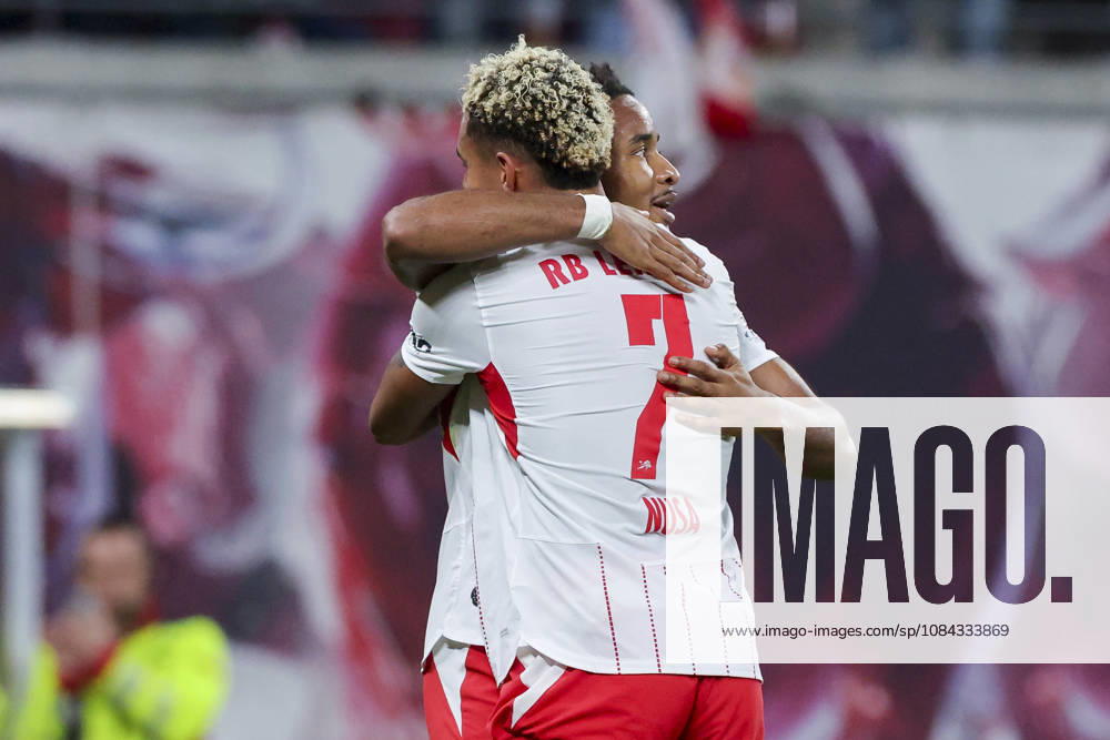 Christopher Nkunku of RB Leipzig celebrates his goal to make it 3–0 with Antonio Nusa of RB Leipzig during the Bundesliga match between RB Leipzig and Eintracht Frankfurt, Red Bull Arena on October 10, 2026, in Leipzig, Germany. Photo by Marco Steinbrenner, DeFodi Images. Christopher Nkunku of RB Leipzig celebrates after scoring his team’s third goal with Antonio Nusa of RB Leipzig during the Bundesliga match between RB Leipzig and Eintracht Frankfurt at Red Bull Arena on October 10, 2026 in Leipzig, Germany. Photo by Marco Steinbrenner, DeFodi Images. DFB and DFL regulations prohibit any use of photographs as image sequences and or quasi-video. Photo by Marco Steinbrenner, DeFodi Images.
