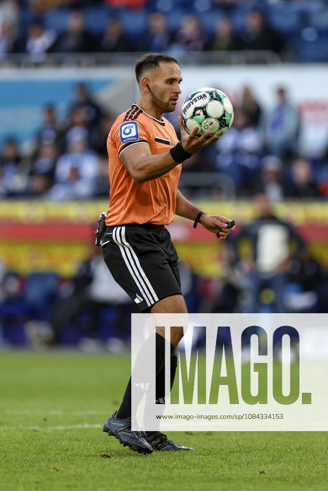 GER, Soccer, Men s, 3rd Division, 2026–2027 Season, MSV Duisburg vs. TSG Hoffenheim II; Referee Leonidas Exuzidis is holding the ball; Duisburg Schauinsland Arena, North Rhine-Westphalia, Germany